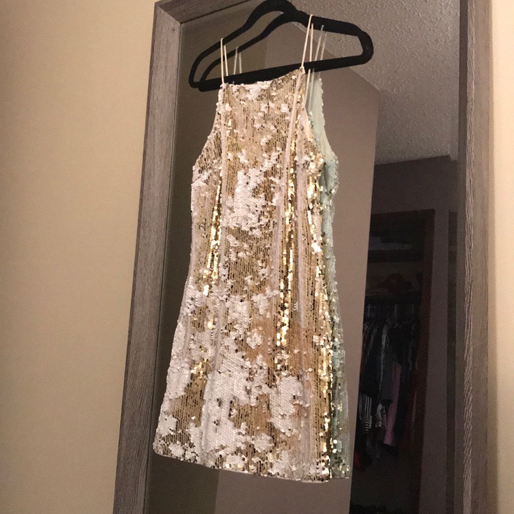 White & Gold Sequence Dress